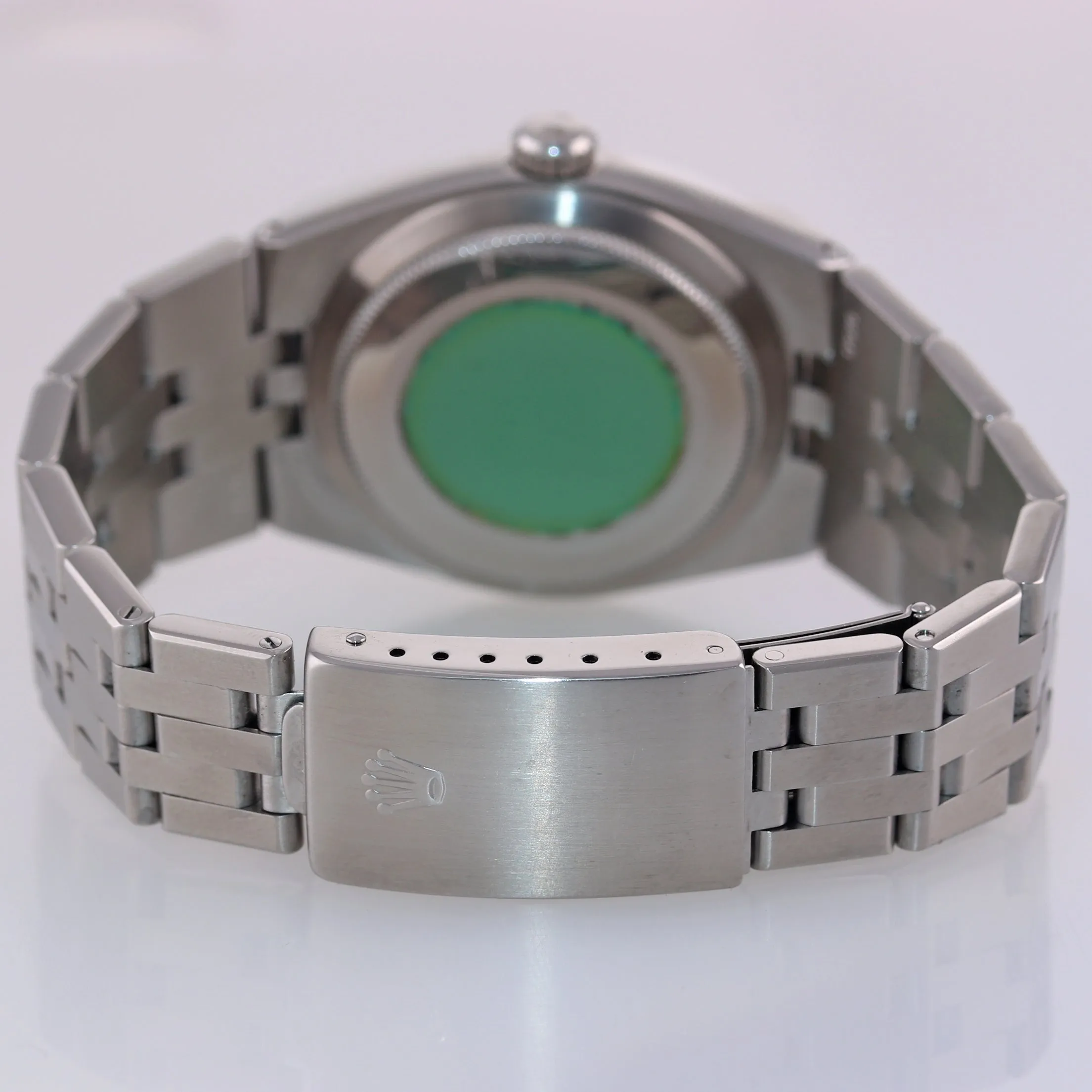 Rolex DateJust OysterQuartz 17014 Stainless Steel 36mm Black Watch Green Sticker