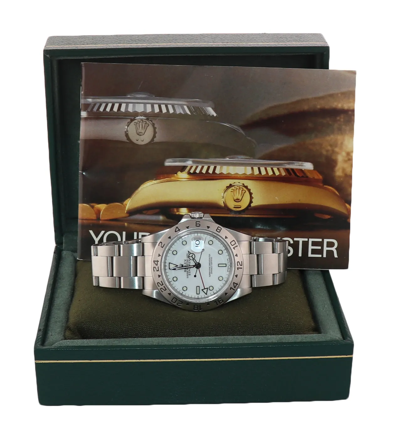 Rolex Explorer 2 16570 Steel White Polar GMT TRITIUM Dial 40mm Watch Box
