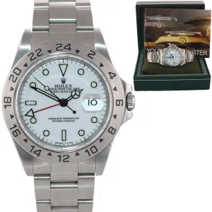 Rolex Explorer 2 16570 Steel White Polar GMT TRITIUM Dial 40mm Watch Box