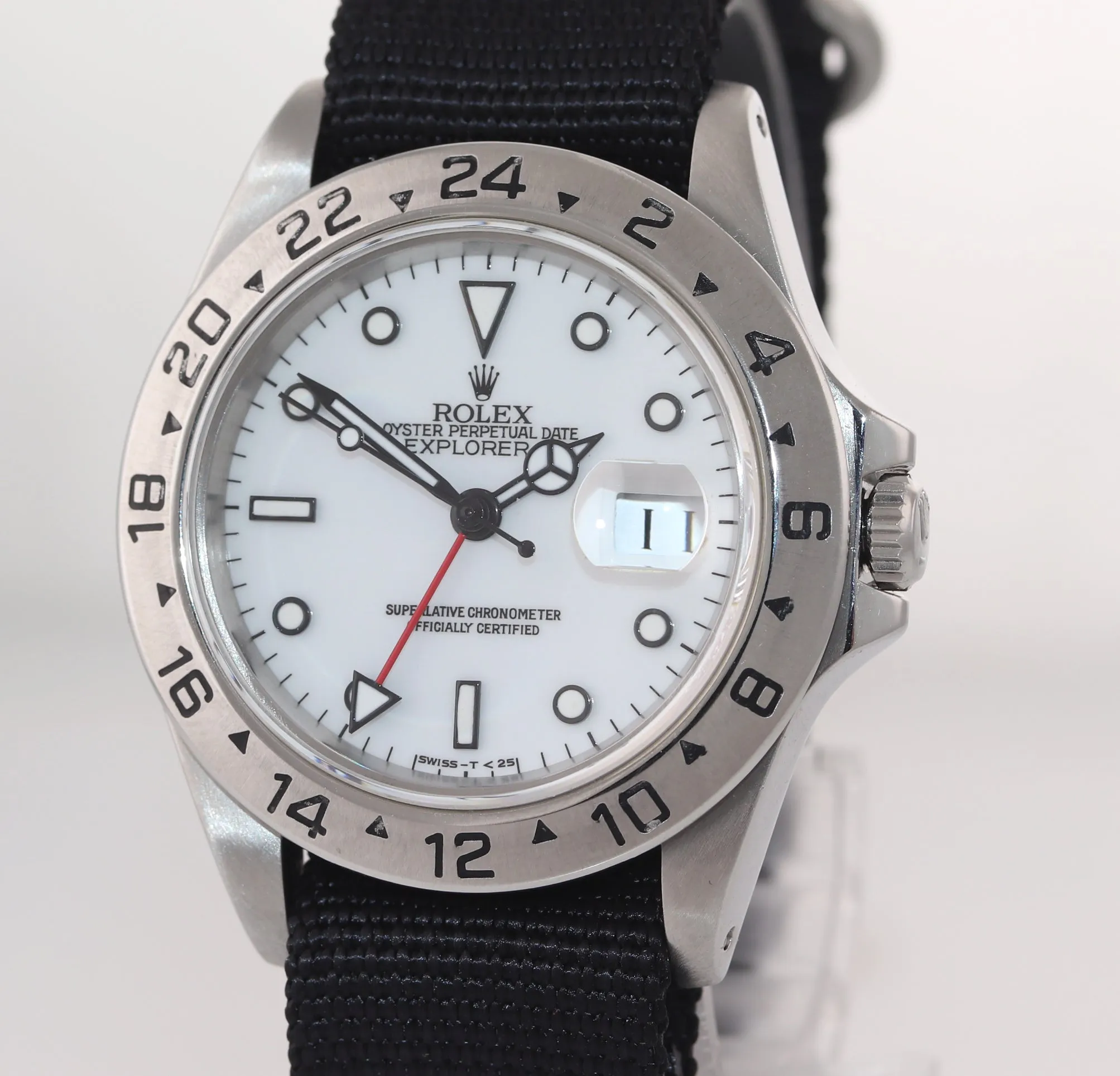 Rolex Explorer II White 16570 Polar 40mm Tritium Dial Date GMT Nato Watch