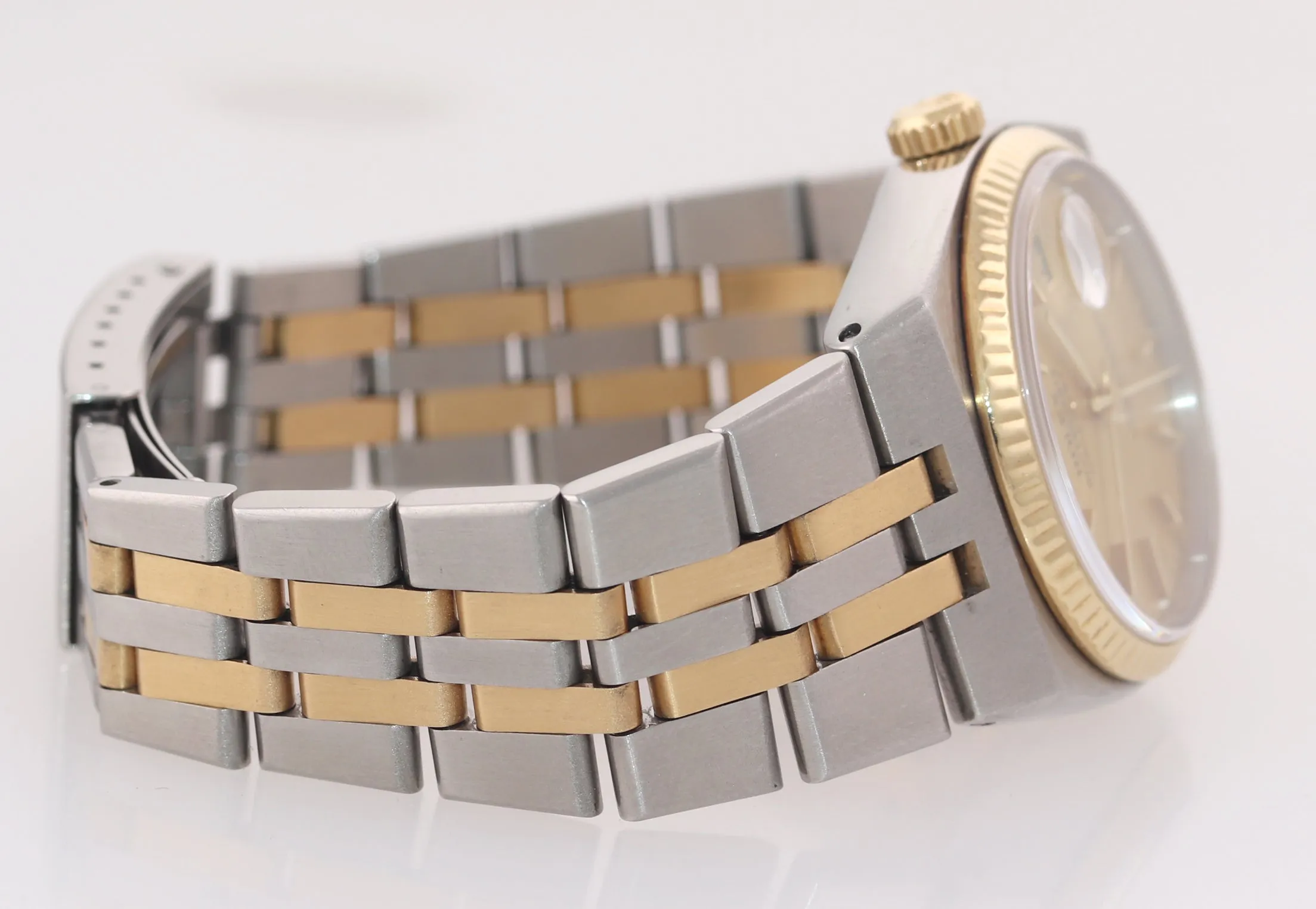 Rolex OysterQuartz DateJust 17013 Two-Tone Gold Steel Champagne Integral Watch