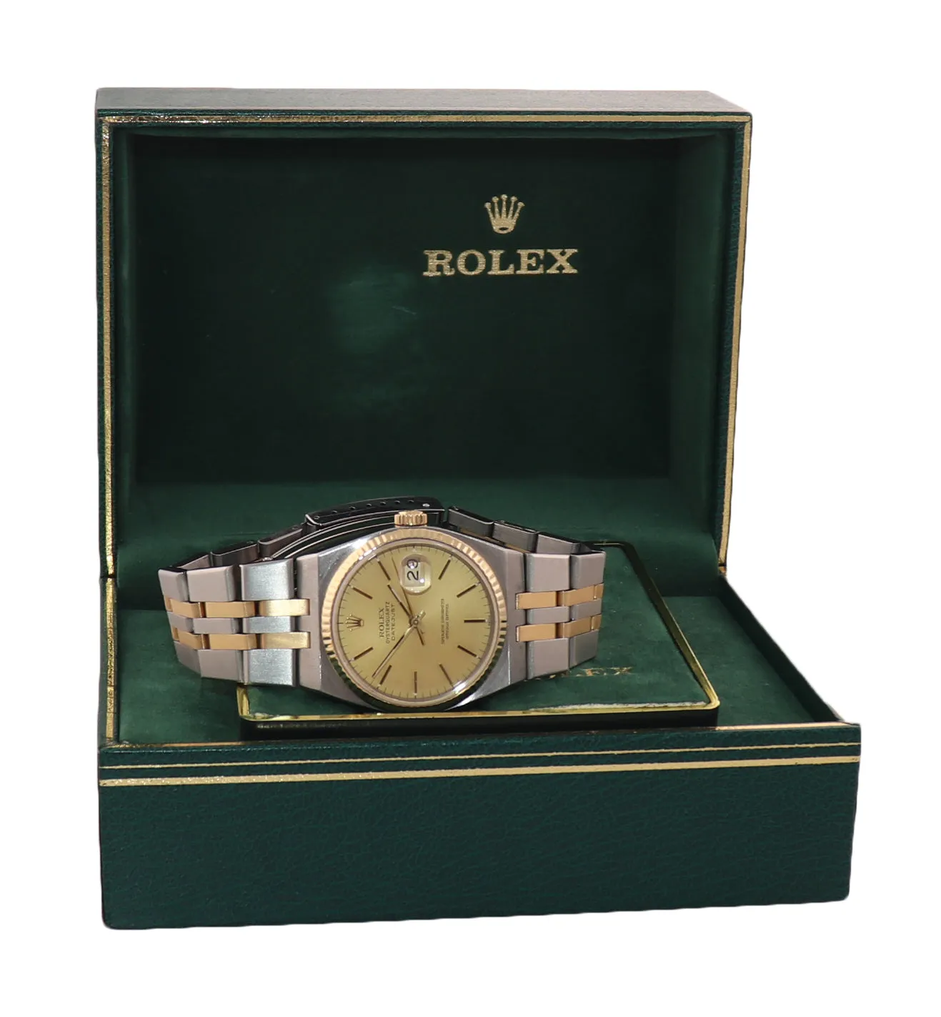 Rolex OysterQuartz DateJust 17013 Two-Tone Gold Steel Champagne Integral Watch
