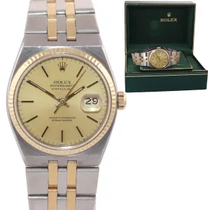 Rolex OysterQuartz DateJust 17013 Two-Tone Gold Steel Champagne Integral Watch