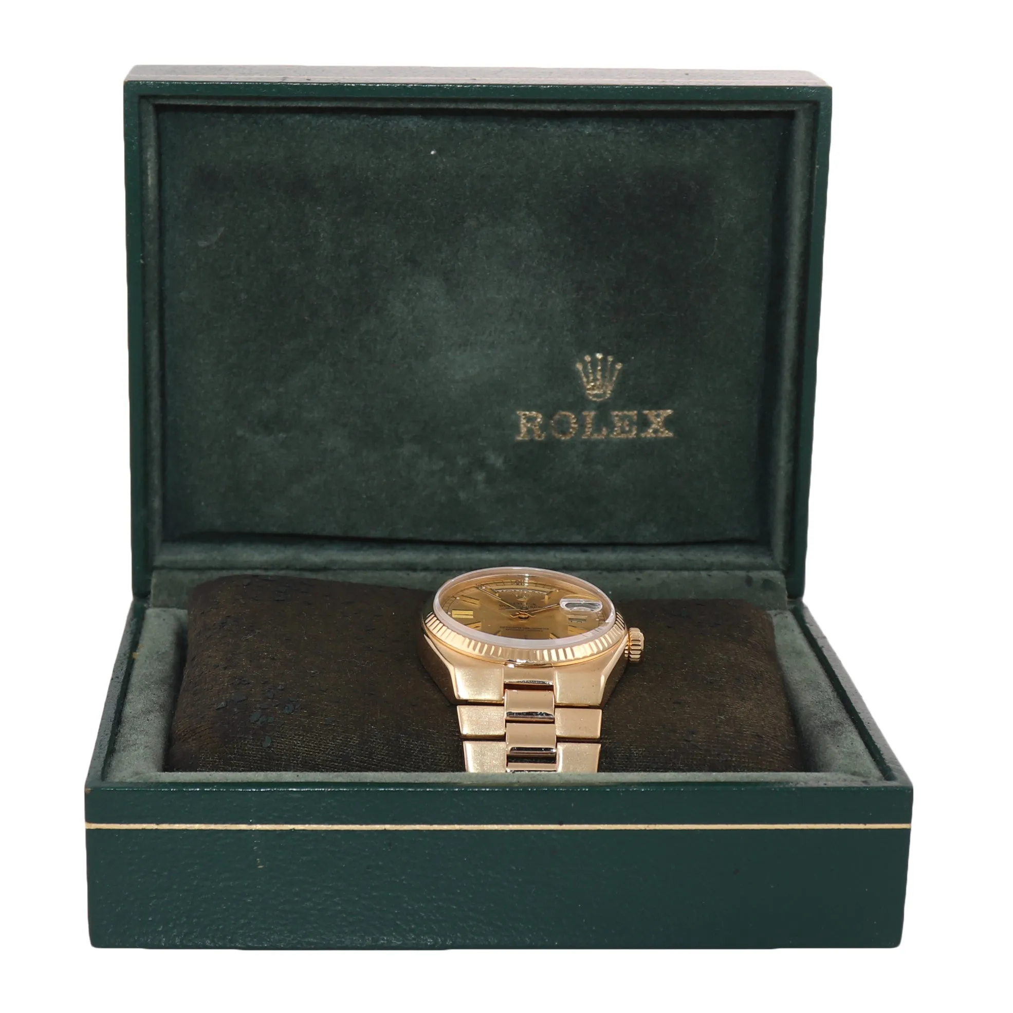 Rolex OysterQuartz Day Date President 19018 18k Yellow Gold Champagne Watch Box