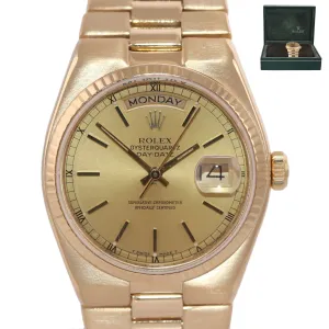 Rolex OysterQuartz Day Date President 19018 18k Yellow Gold Champagne Watch Box