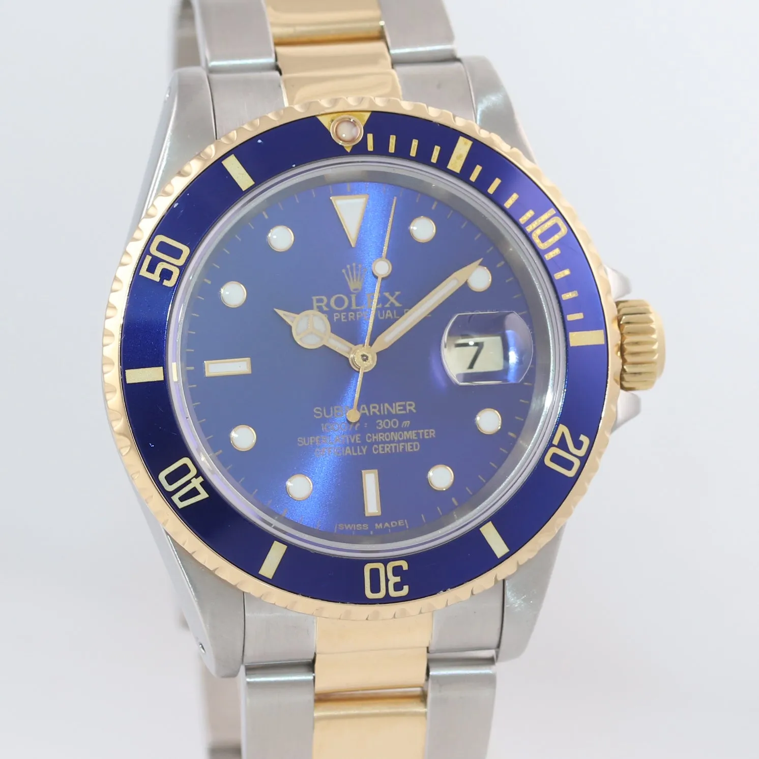 Rolex Submariner 16613 Two Tone Gold Stainless Steel Blue Date Dive 40mm Watch