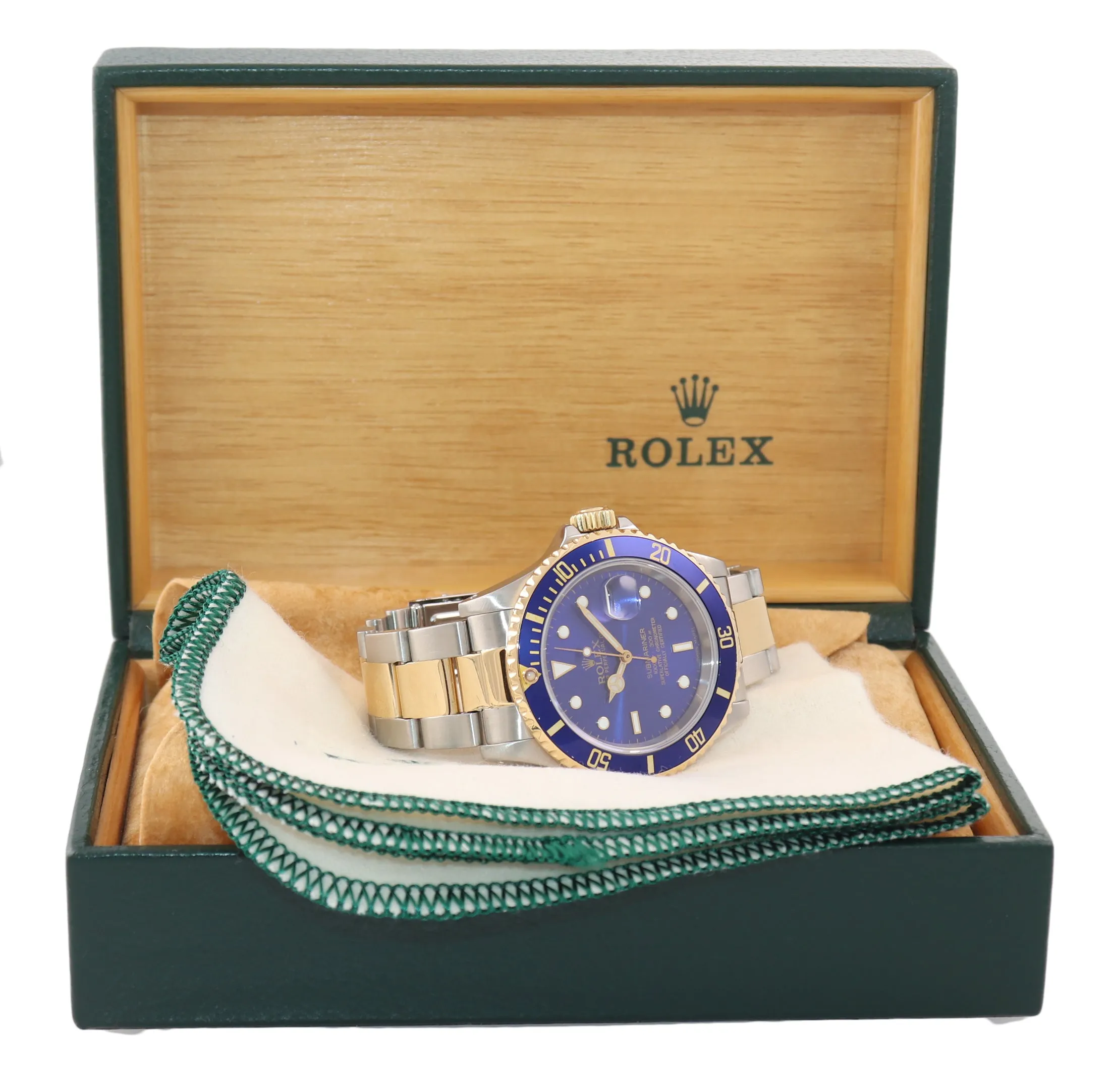 Rolex Submariner 16613 Two Tone Gold Stainless Steel Blue Date Dive 40mm Watch