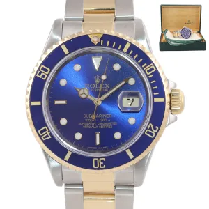 Rolex Submariner 16613 Two Tone Gold Stainless Steel Blue Date Dive 40mm Watch