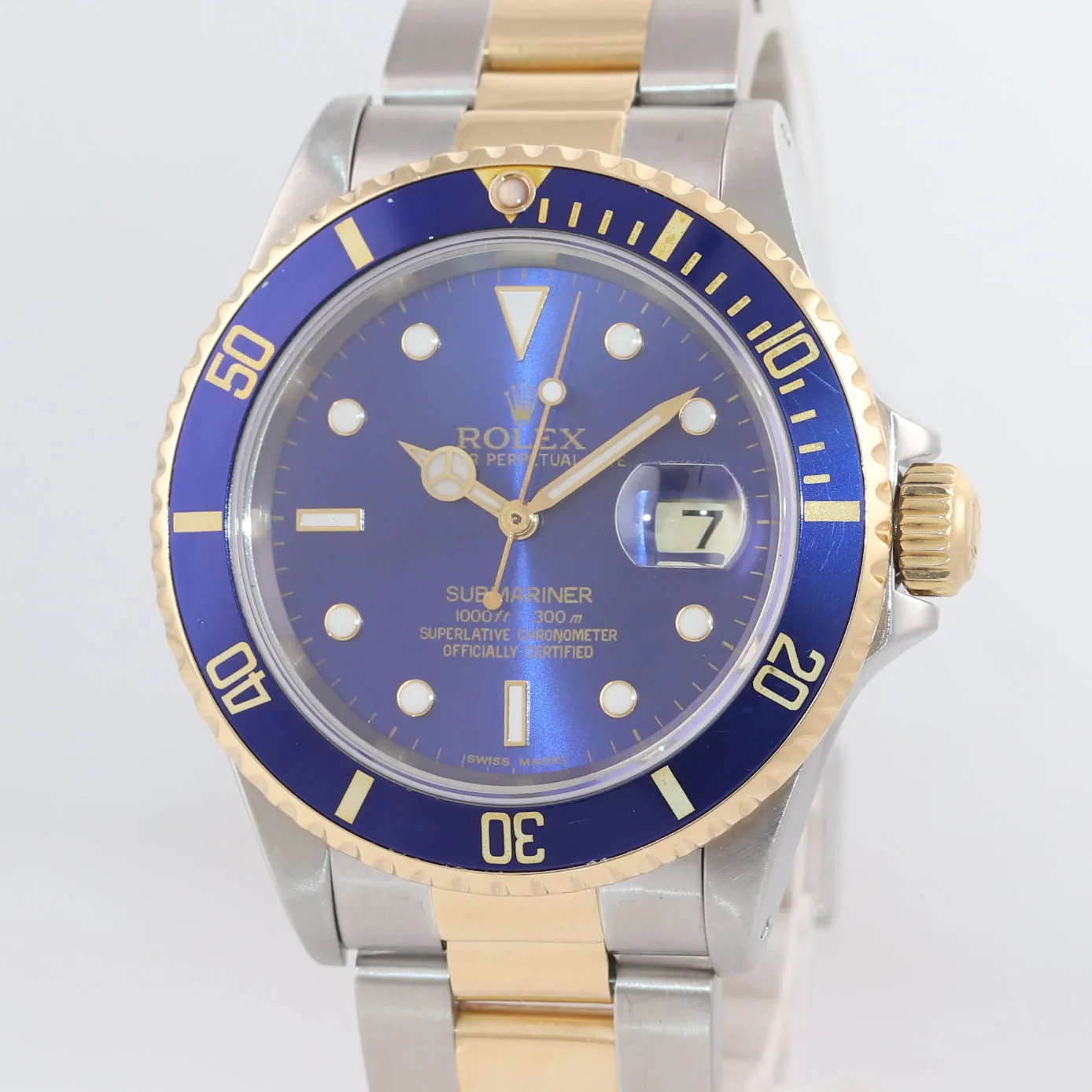 Rolex Submariner 16613 Two Tone Gold Stainless Steel Blue Date Dive 40mm Watch