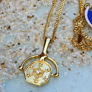 ROMAN COIN CUBIC ZIRCONIA VERMEIL 925 NECKLACE