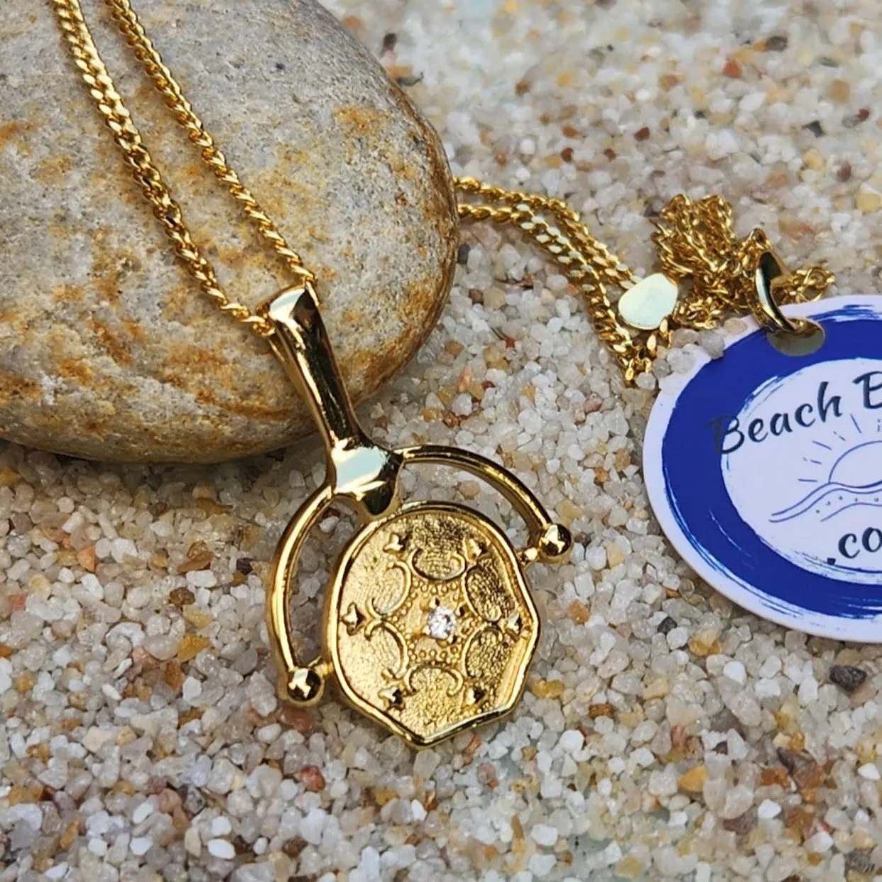 ROMAN COIN CUBIC ZIRCONIA VERMEIL 925 NECKLACE