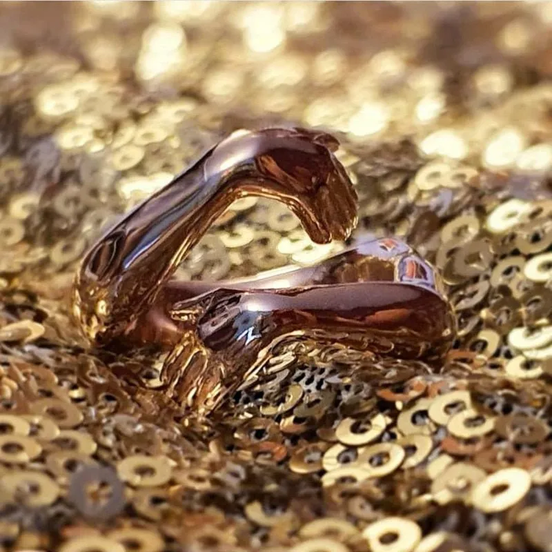 Romantic Hug Carved Hand Ring Forever Love Adjustable Women Men Jewelry