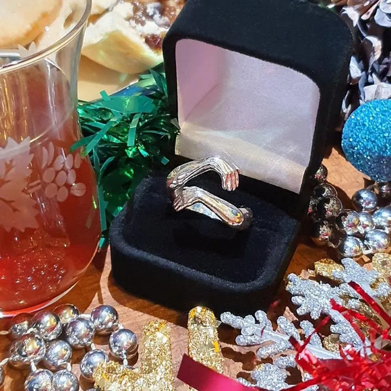 Romantic Hug Carved Hand Ring Forever Love Adjustable Women Men Jewelry