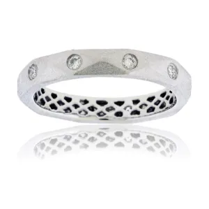 Round Geometric Diamond Gold Satin Finish Flush Set Ring