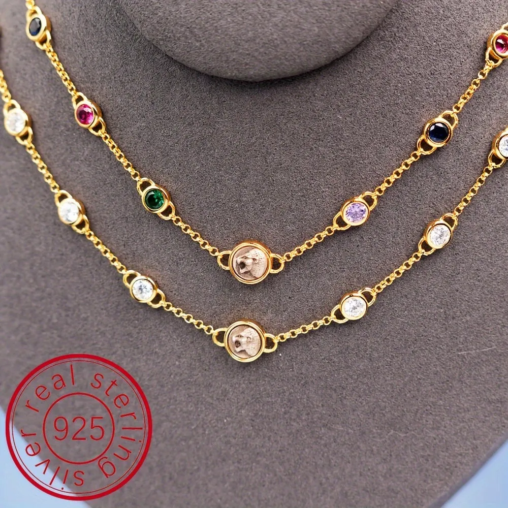 S925 Sterling Silver Lion Coin Necklace Women Birthday Wedding Jewelry
