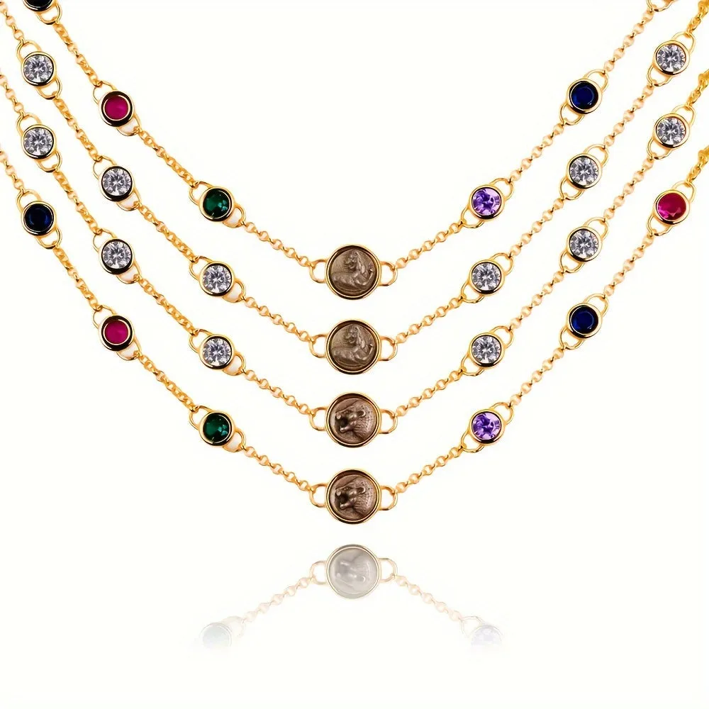 S925 Sterling Silver Lion Coin Necklace Women Birthday Wedding Jewelry