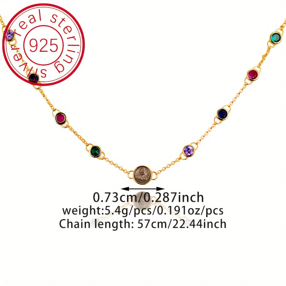 S925 Sterling Silver Lion Coin Necklace Women Birthday Wedding Jewelry