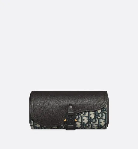 Saddle Watch Case • Beige and Black Dior Oblique Jacquard and Black Grained Calfskin