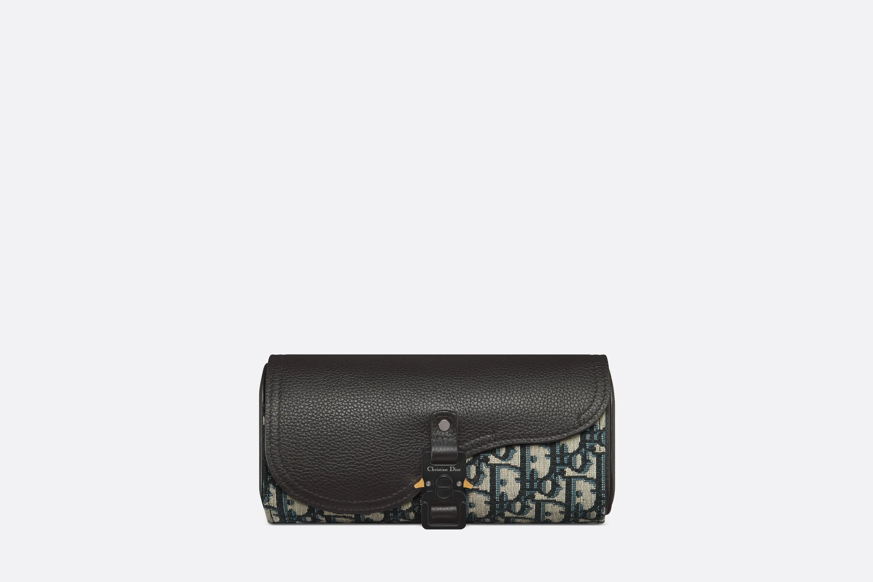 Saddle Watch Case • Beige and Black Dior Oblique Jacquard and Black Grained Calfskin