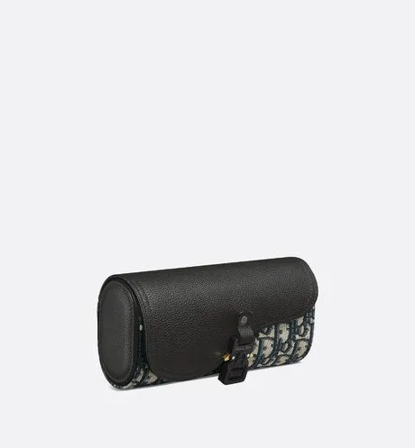 Saddle Watch Case • Beige and Black Dior Oblique Jacquard and Black Grained Calfskin