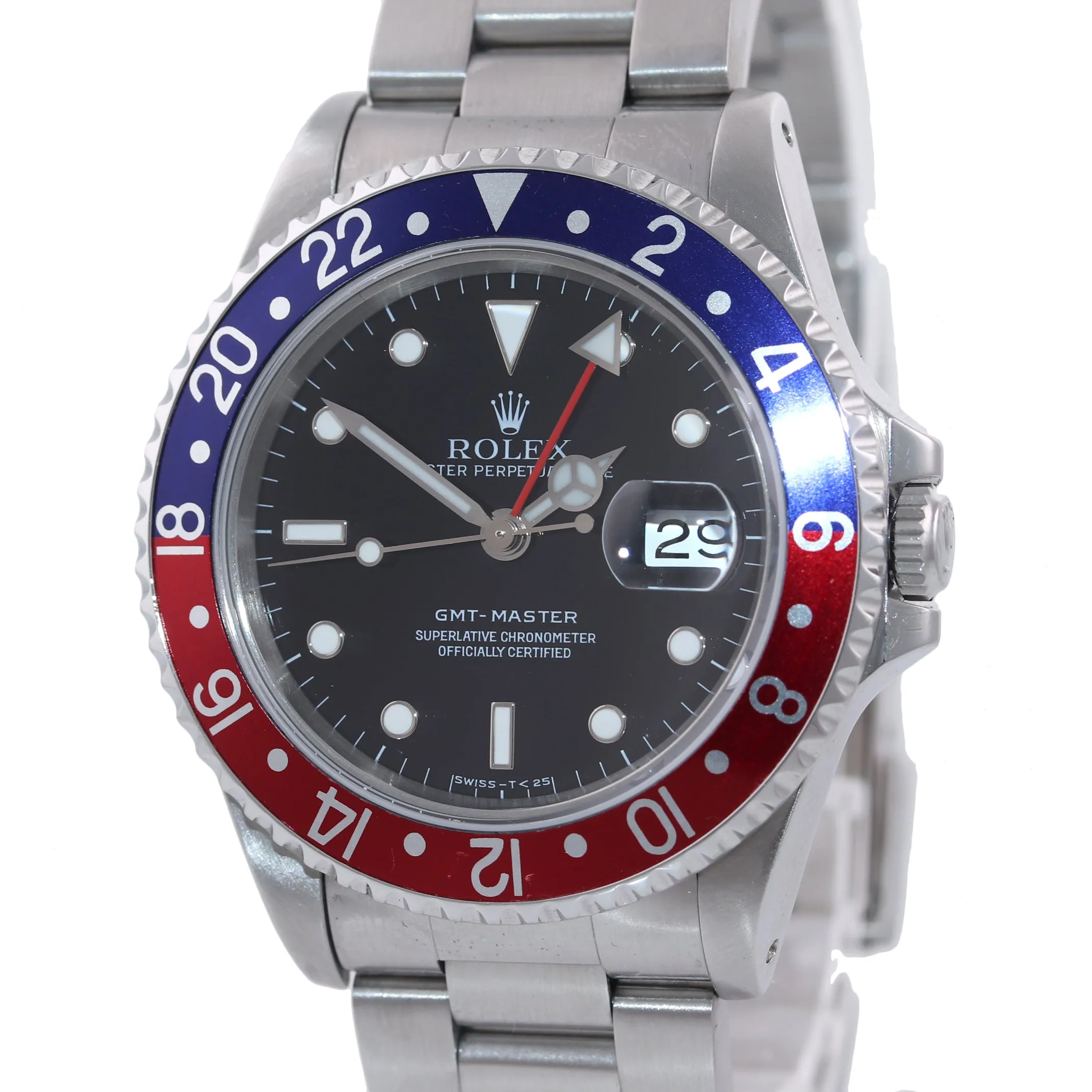 SERVICED Rolex GMT-Master Tritium Dial Pepsi Blue Red Steel 40mm 16700 Watch