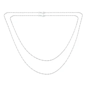 Set of 2 Thin 1.5MM Sterling Silver Singapore Rope Chain Necklace 20 & 24 Inch