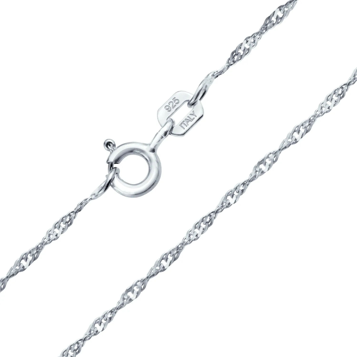 Set of 2 Thin 1.5MM Sterling Silver Singapore Rope Chain Necklace 20 & 24 Inch