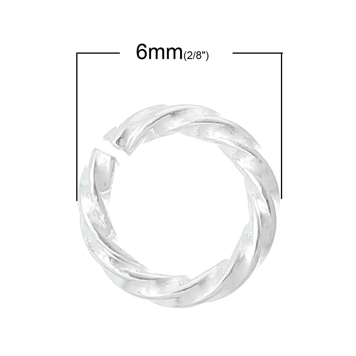 Sexy Sparkles 10 Pc .925 Sterling Silver Plated Twisted Open Jump Rings 6mm