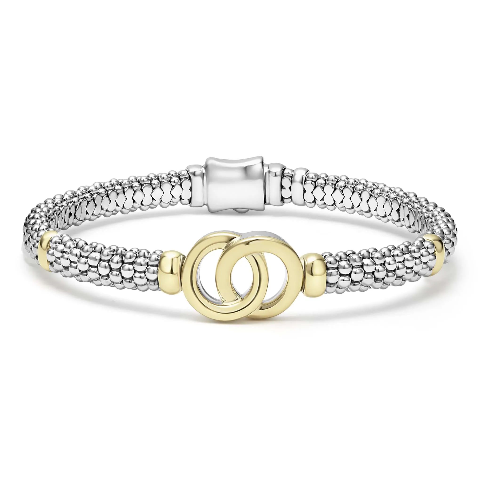 Signature Caviar Two-Tone Interlocking Caviar Bracelet | 6mm