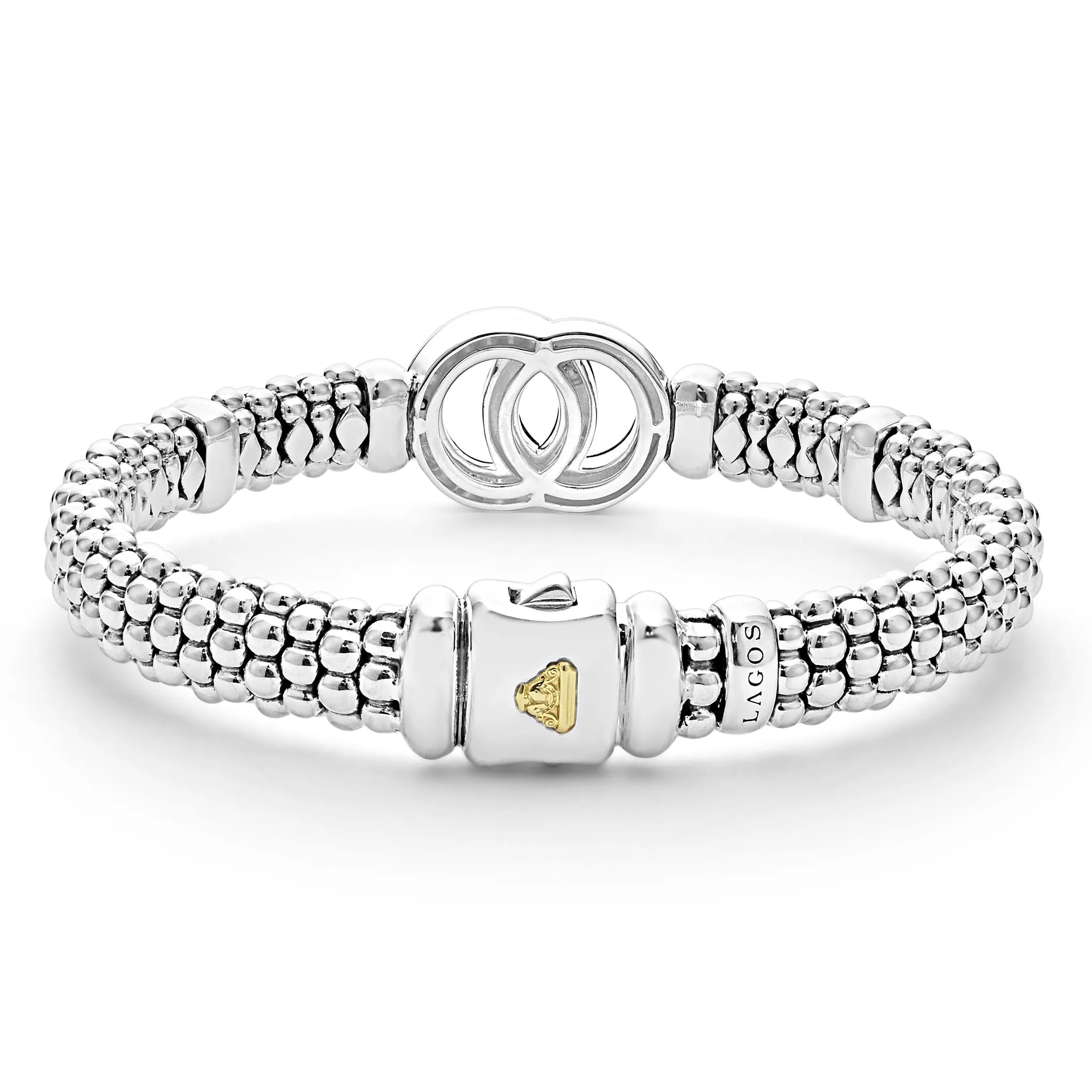 Signature Caviar Two-Tone Interlocking Diamond Caviar Bracelet | 9mm