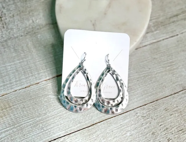 Silver and Gold Hammered Earrings