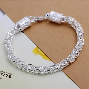 Silver Bracelets Chain Jewelry for Women Men Gift Fine Pretty Wedding 20cm
