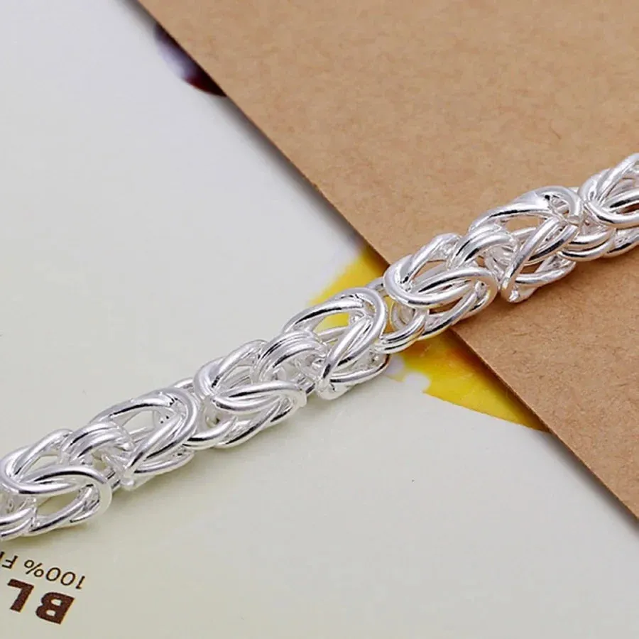 Silver Bracelets Chain Jewelry for Women Men Gift Fine Pretty Wedding 20cm