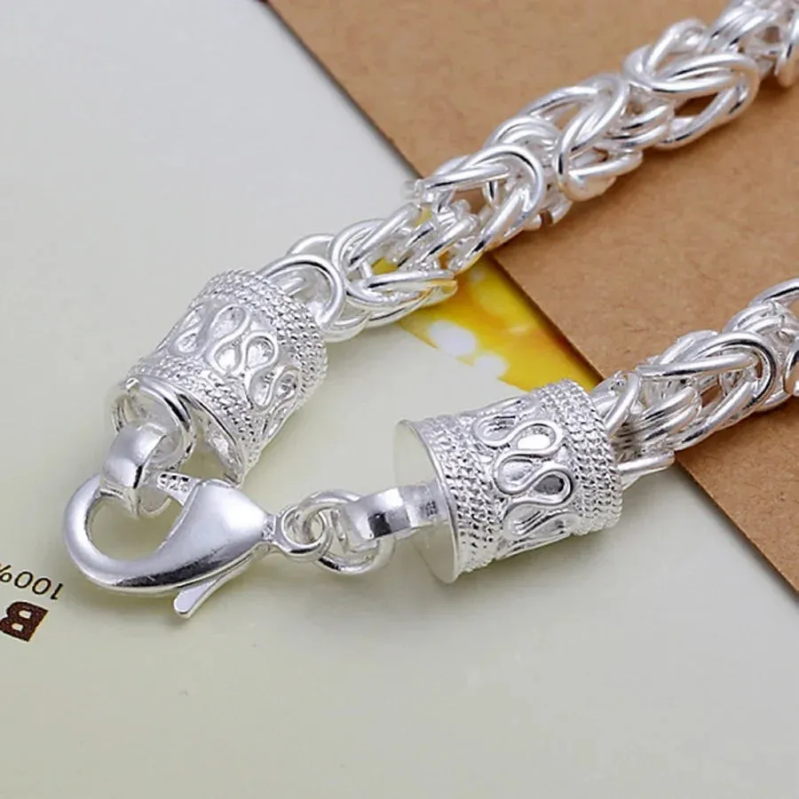 Silver Bracelets Chain Jewelry for Women Men Gift Fine Pretty Wedding 20cm