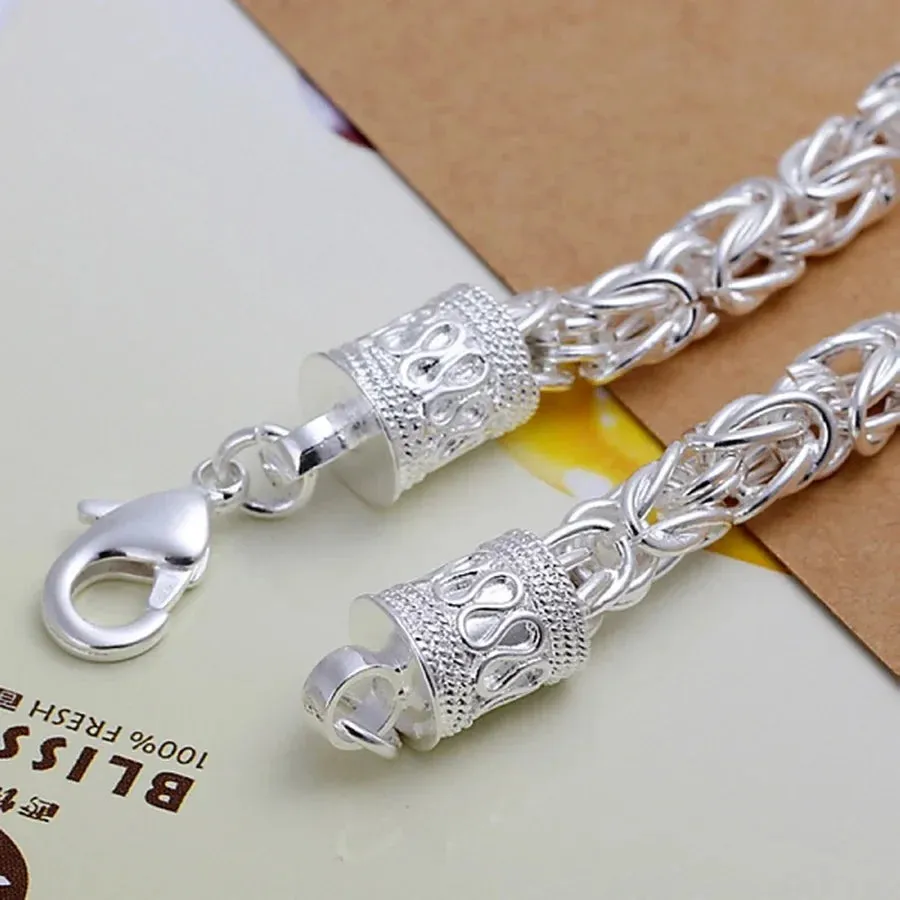 Silver Bracelets Chain Jewelry for Women Men Gift Fine Pretty Wedding 20cm