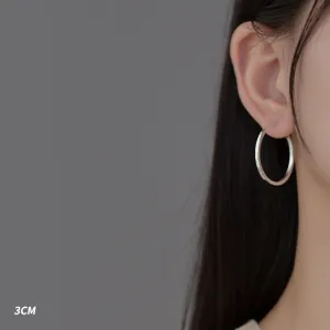 Silver Diamond Cut Big Hoop Earrings-SH067