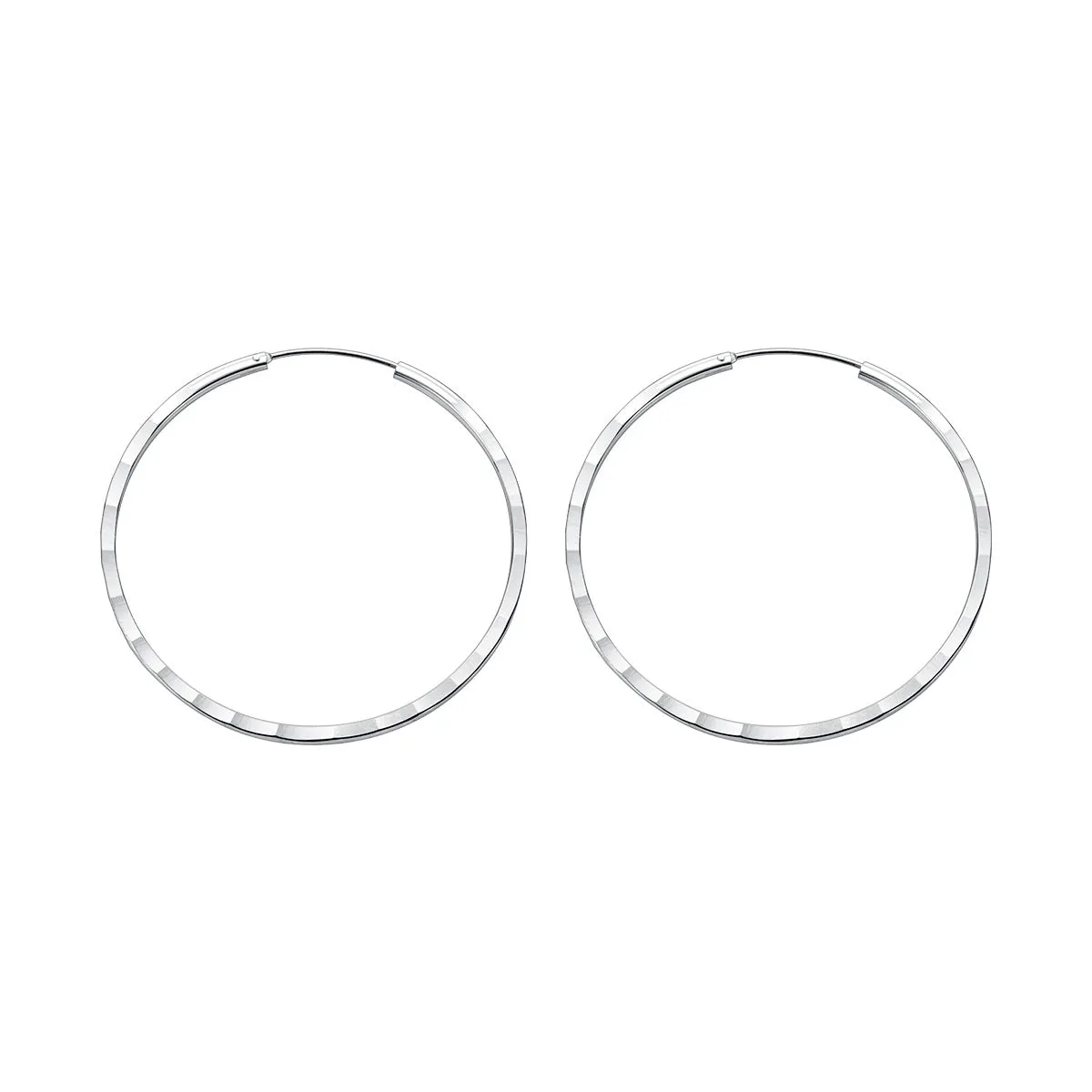 Silver Diamond Cut Big Hoop Earrings-SH067