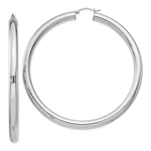 Silver Hollow Round Hoop Hinged Posts Earrings