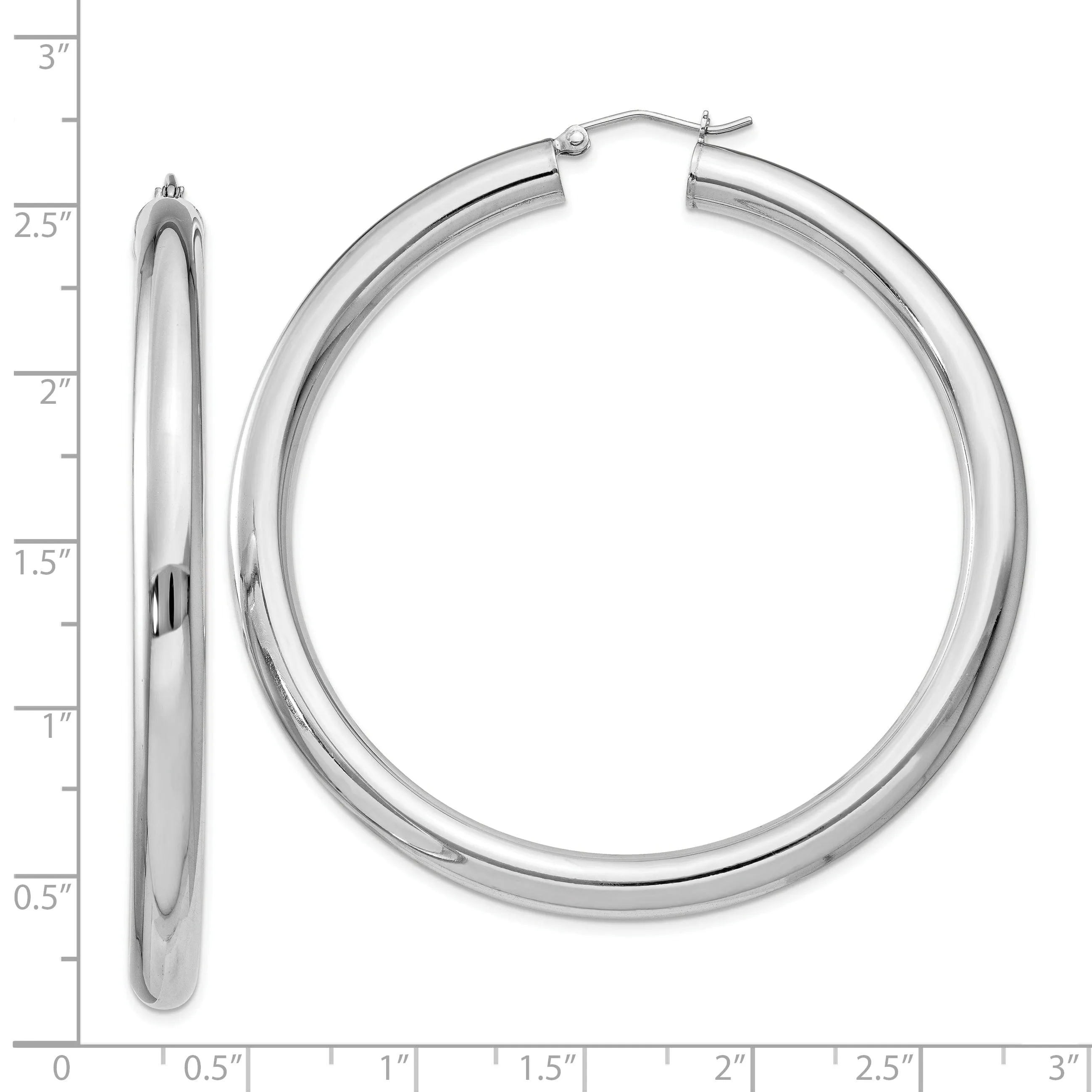 Silver Hollow Round Hoop Hinged Posts Earrings
