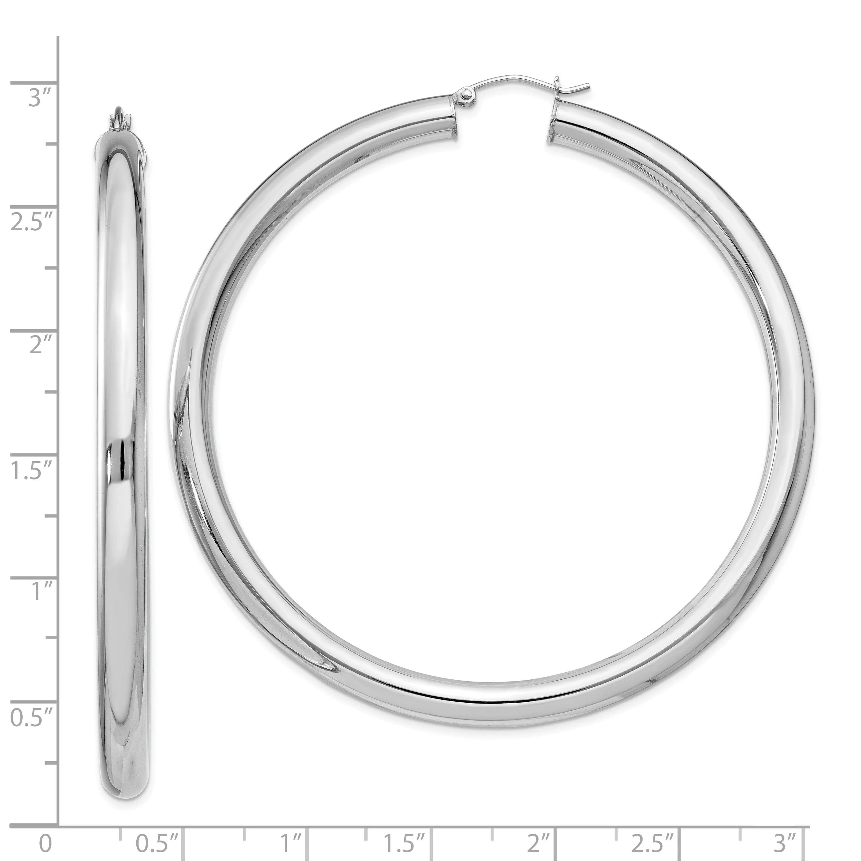 Silver Hollow Round Hoop Hinged Posts Earrings