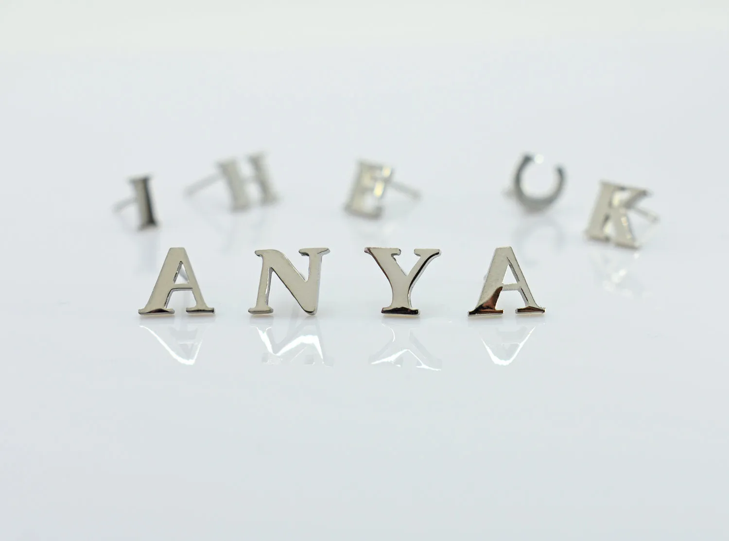 Silver Initial Earrings