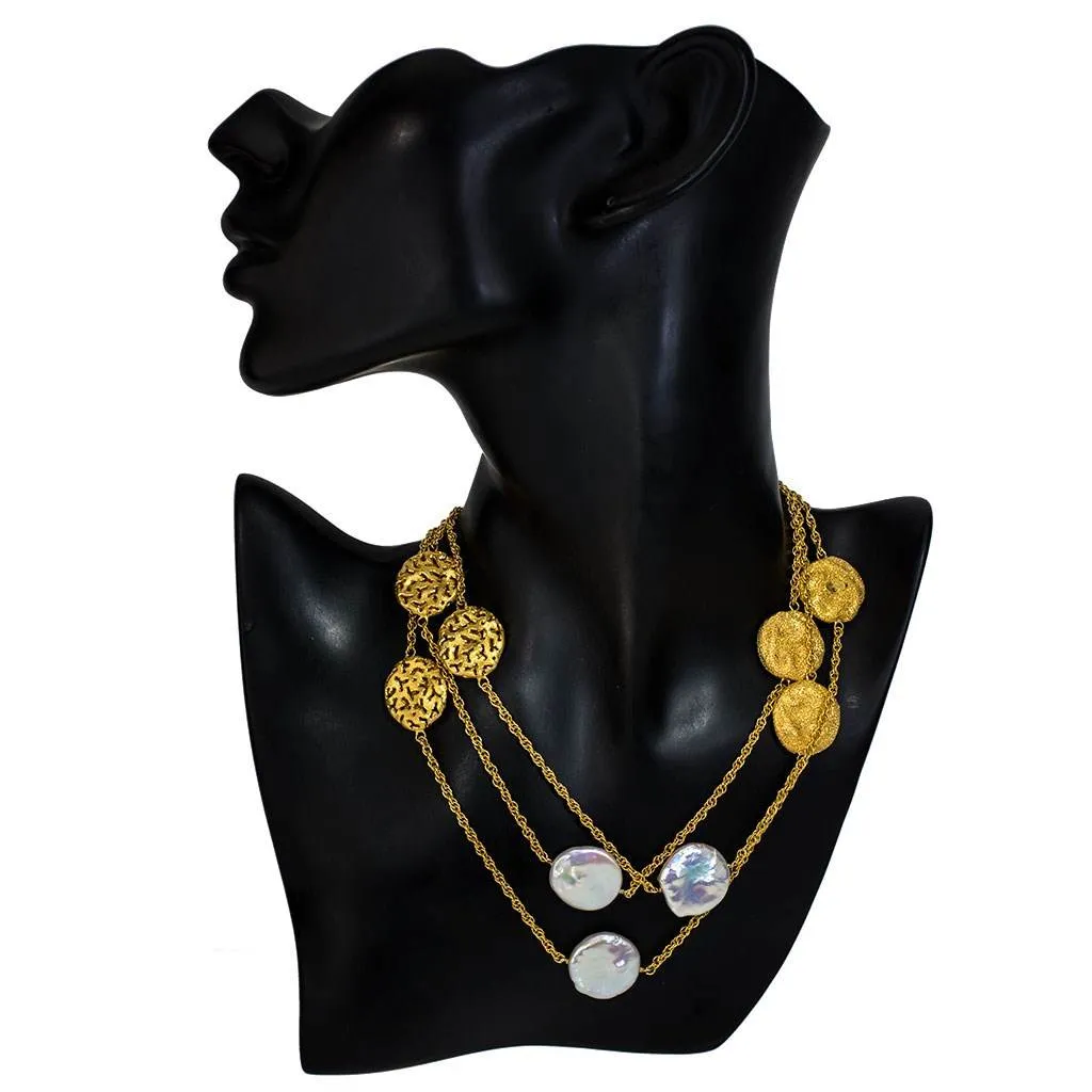 Silver Moneta Necklace with Natural Coin Pearl