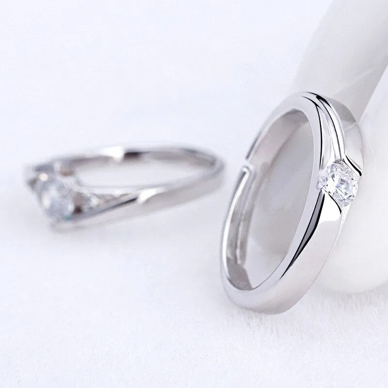 Silver Plated Zircon Ring Exquisite Jewelry Korean Couple Wedding Rings For Women Men Resizable Hug-lover-design Ring Jewellery