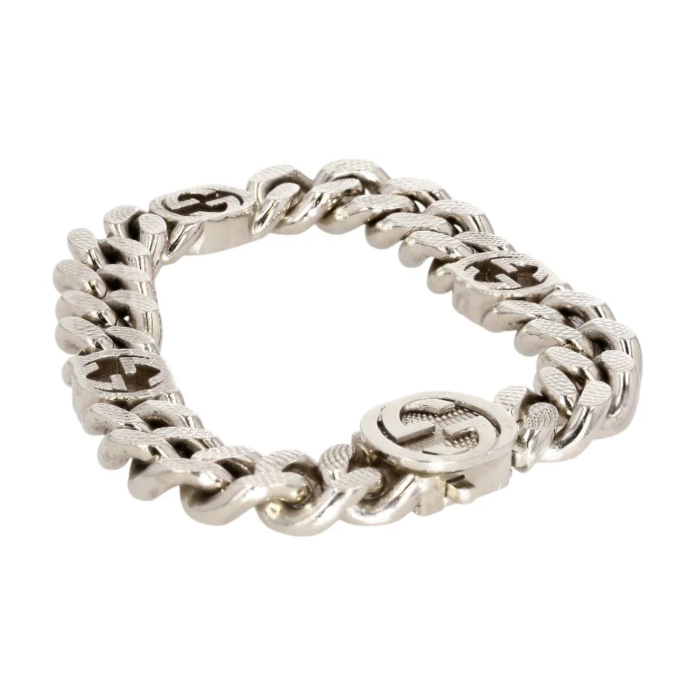 Silver Tone Gucci Interlocking Link Bracelet