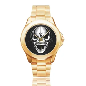 Skull Face Gold Band Watch