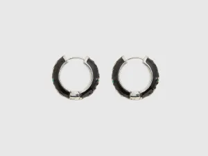 Sleek Black Hoop Earrings with Secure Closure