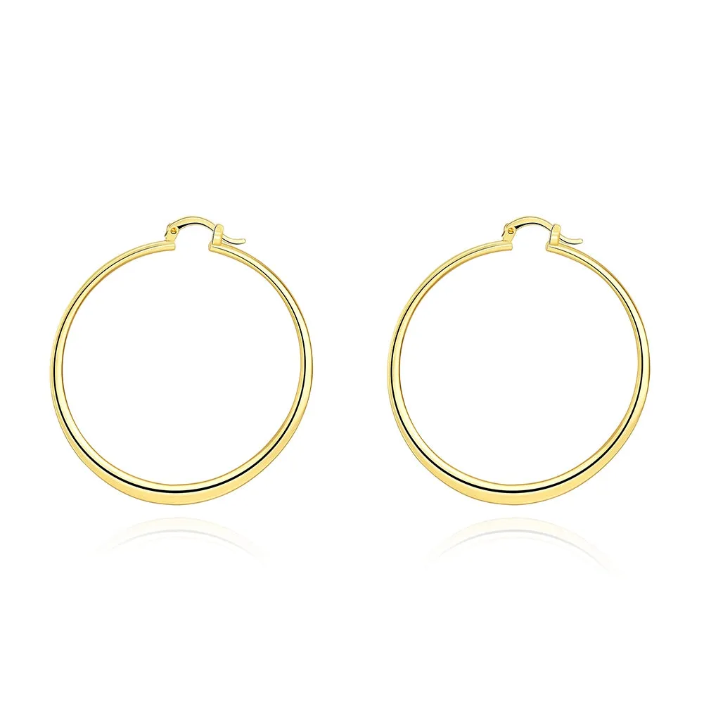 Sleek Classic Test Tube Hoop Earrings - 14K Gold Plated, Brass, Lead & Nickel Free, 4.00cm Dimensions. Perfect for All Occasions.