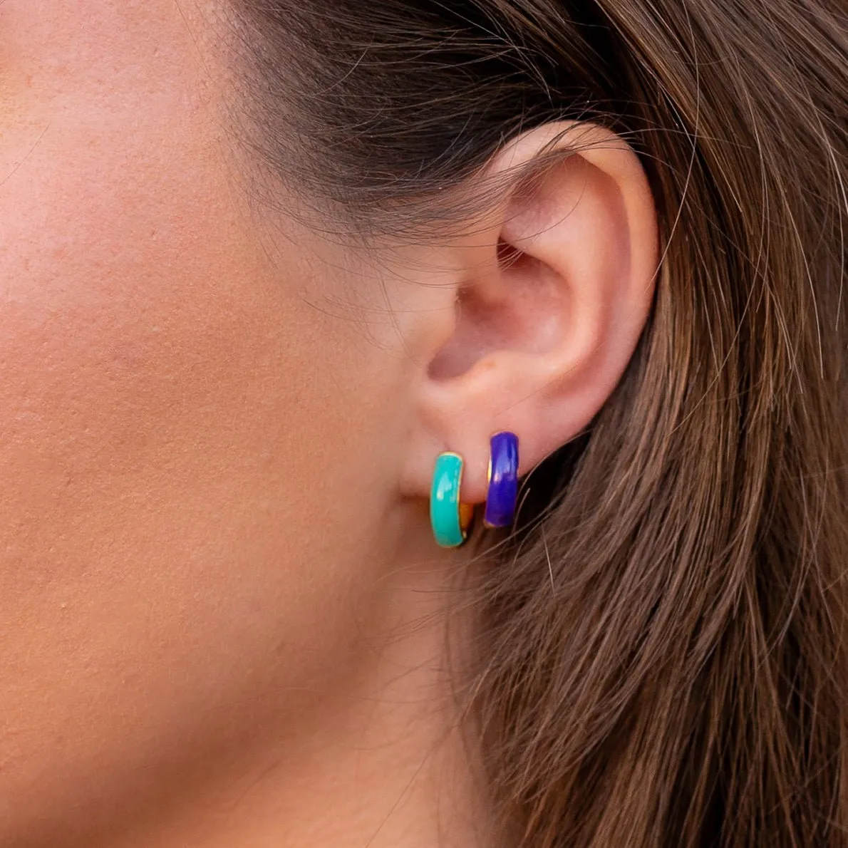 Small Huggie Earrings Turquoise
