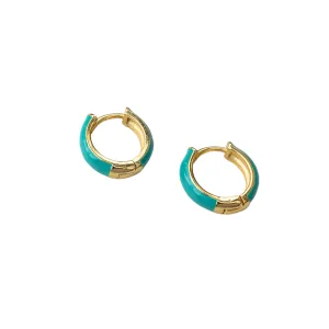 Small Huggie Earrings Turquoise