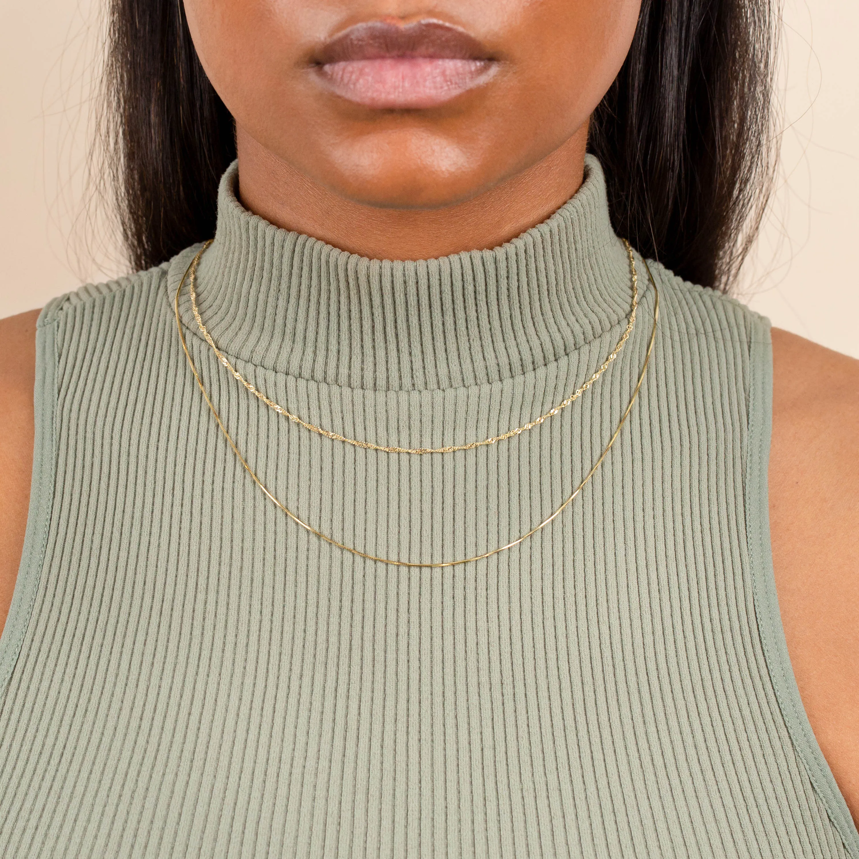 Snake X Singapore Chain Necklace Combo Set